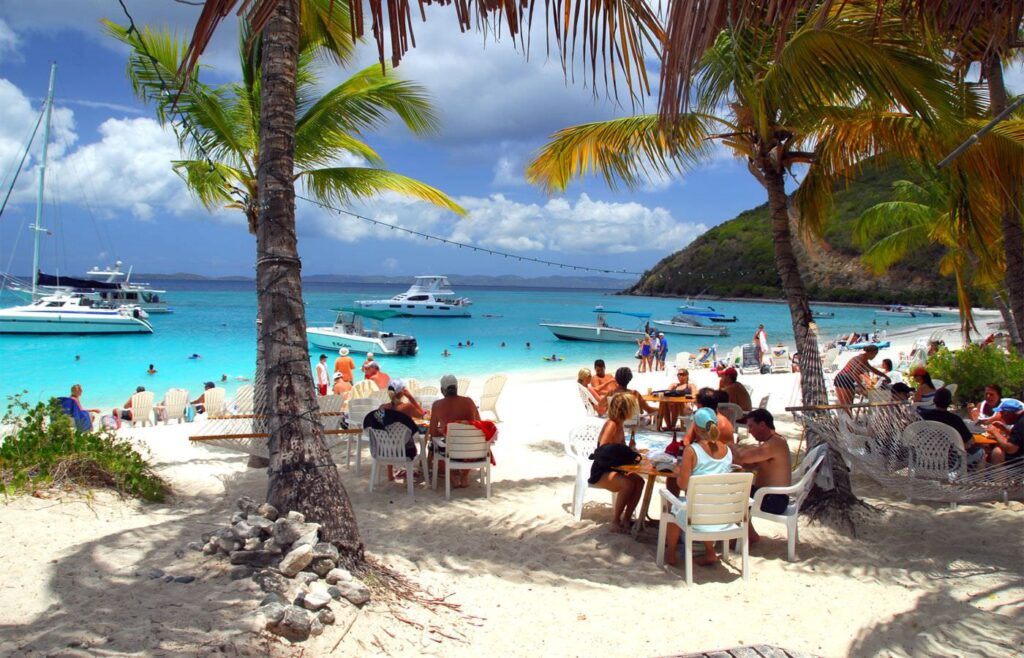 private charter yacht catamaran british virgin islands caribbean Jost Van Dyke Soggy Dollar